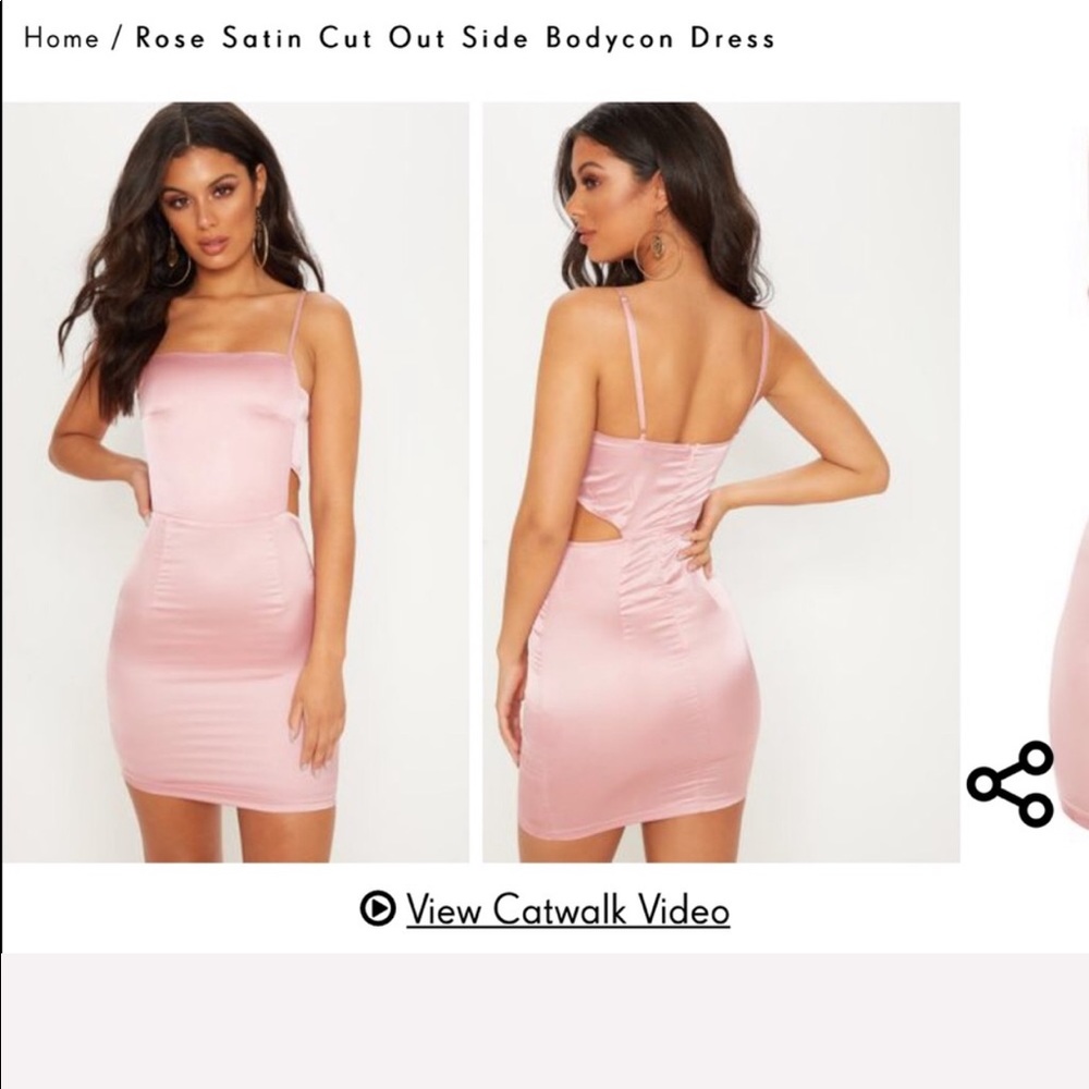 Pretty little thing rose satin cut out dress
